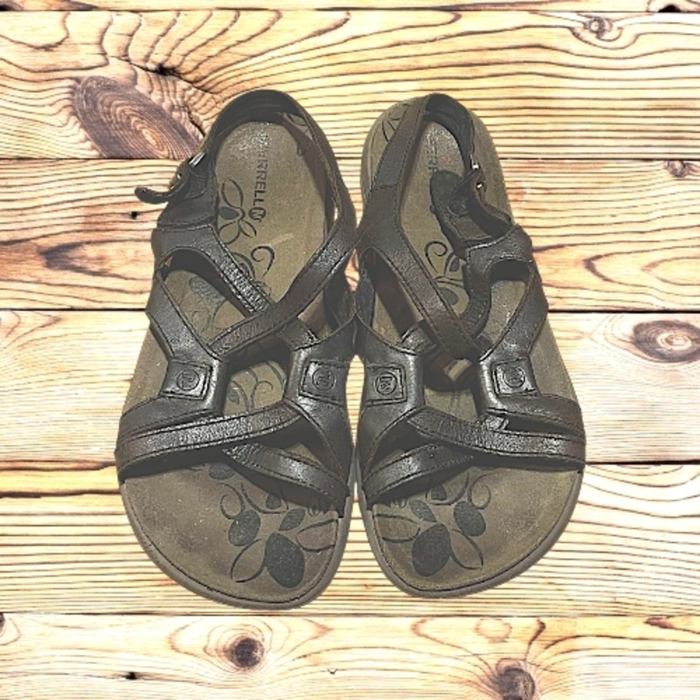 Merrell Womens Sandals Size 9 Agave Midnight Black Leather Buckle Shoes